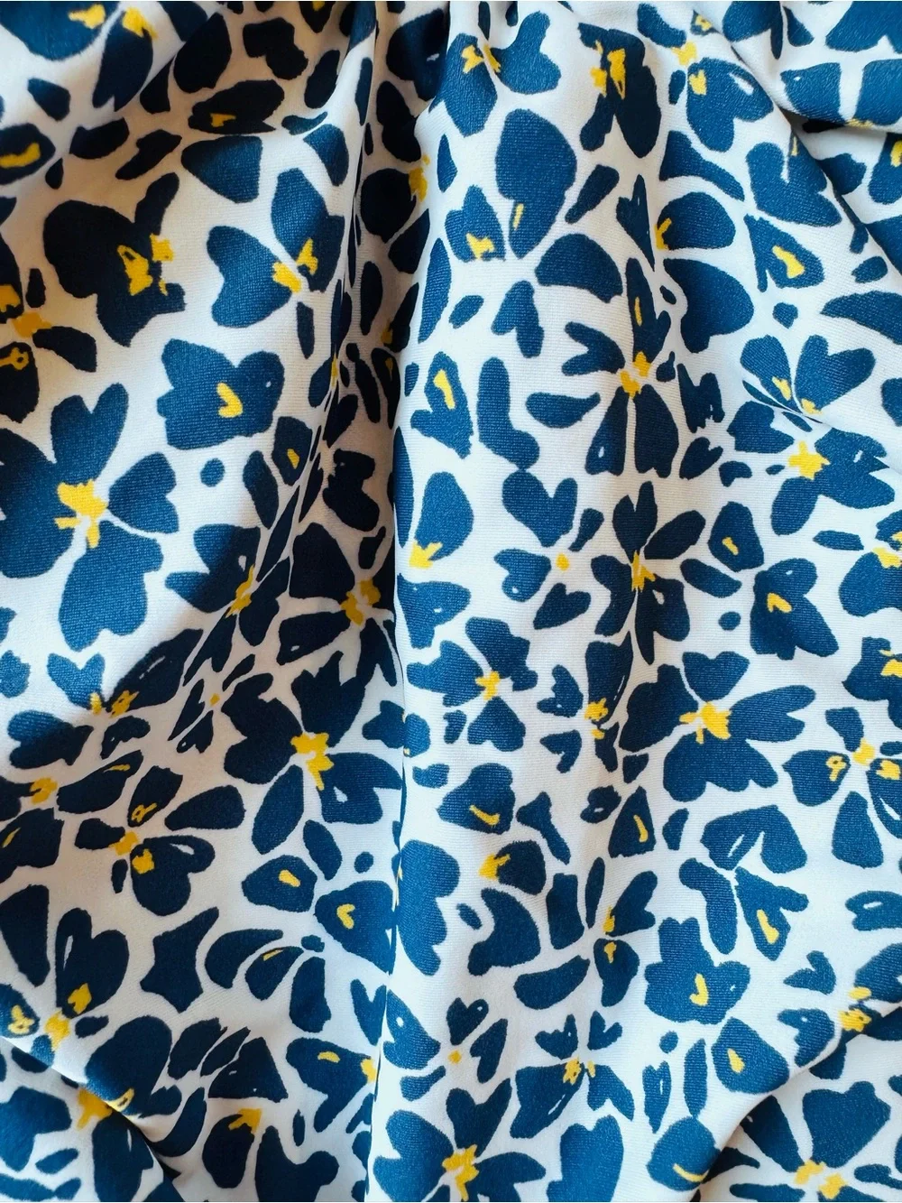 Susan Graver Blue and White Leaf-Print Swim One-Piece with matching Skirt